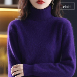 2024 S&uuml;gis/Talv Naiste K&otilde;rge Kaelusega Minki Ka&scaron;miir Kampsun - Vaba L&otilde;ikega, Paks Koepind, Aluskiht XL