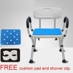 Non-slip Aluminium bath chair Shower Stool Seat Mobility Height Adjustable Bath Chair (KL stock) Blue With Back