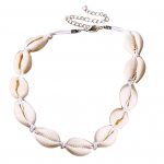 Naiste Cowrie Shell helmestega k&auml;sitsi kootud kaelakee Hawaiian Beach Ehted valge