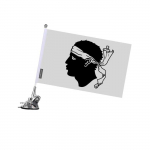 Drapeau - Korse - 27 x 35 cm - M&acirc;t &agrave; Ventouse - Pol&uuml;ester - Impressioon recto/verso