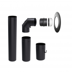 A set of steel pipes with a diameter of 130 mm for connecting a cast iron stove