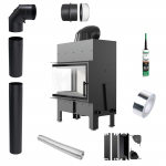 Fireplace Insert KRATKI FLOKI M Left 10 kW fi200 Corner Pipe Set