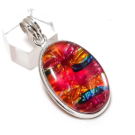 Dichroic Glass Gemstone Handmade 925 Sterling Silver Jewelry Pendant 1.93 d3c69