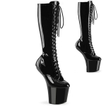 Moodsad FHC 20cm Kabjakannaga Saapad ilma Kontsadeta, P&otilde;lvedeni Ulatuvad, Naiste Fetish Pole Dance Kingad, Meeste Cosplay Saapad, Eespaelad, Roosa, Kuldne, Punane, Kohandatavad V&auml;rvid 42 black