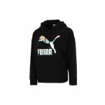 Puma Classics Logo Print Hoodie Naiste Topid Must 531385-71 M