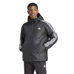 Adidas Essentials soojustatud kapuutsiga jope KOT34 Must 3-triibuline Meeste (IN7194)