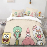 Multikas Animes SpongeBob Voodipesu Komplekt 3D Prinditud Patricks Squidwards Tekikott Tekikoti Kate Padjap&uuml;&uuml;r Voodikomplekt T&auml;is Suurus Queen King Suurus 135x200cm 2pcs