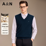 Meeste 100% meriinovilla V-kaelusega vest L