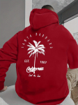Kookospalmide tr&uuml;kiga moekas meeste kapuutsiga pusas&auml;rk, trendikas kapuutsiga pullover meeste jaoks, ideaalne s&uuml;giseks ja talveks S