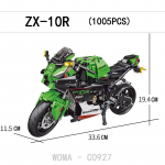 Tehniline ZX-10R Mootorratas Auto Mudel Ehitusklotsid Tellised MOC Linn V&otilde;idus&otilde;idu Mootorratas M&auml;nguasjad Kingitused Lastele Lastele 1005 tk 33CM