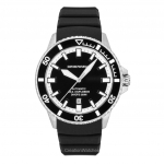 Emporio Armani Sea Explorer Silikoonrihm Must sihver Sukelduja Automaatne AR60086 200M Meeste k&auml;ekell must