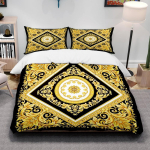 Luksuslik kuldne moodne stiil Digitaaltr&uuml;kiga puuvillane kangas Voodipesukomplekt Tekikate Linane pinguldatud lina Padjap&uuml;&uuml;rid Kodutekstiil AU Double(180x210cm) yellow