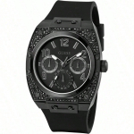 Guess Meeste Kvarts Kronograaf K&auml;ekell - Must Rihm Kuldne T&auml;hik Teemant GW0368G3