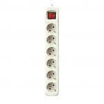 Bande d'alimentation - Blanc - 6 Prises Schuko - Interrupteur lumineux - C&acirc;ble 3 m&egrave;tres - 16 A