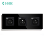 BSEED 1/2/3-kangi puutetundlik seinak&uuml;lgl&uuml;liti Type-C USB ja Prantsuse pistikupesadega 1-suunaline LED-anduriga l&uuml;litid Klaaspaneel Sinine taustavalgustus