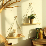 2 tk puust seinariiul puidust helmed makramee leht ujuv riiulid Nordic Rooma dekoratsioon rippuv v&auml;ljapanekuriiul Boho kodu kaunistused beige