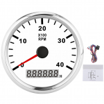 85mm Teravotsaga Paadi Tahhomeeter LCD Digitaalne 4000 RPM Punase Taustvalgustusega IP67 Veekindel 12V 24V White background silver frame