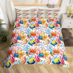 Ookeani Ranniku Voodipesu Tekikott Komplekt Kuninganna Suurus Komplekt Merikarp Merihobu Merit&auml;ht Korall 3 tk Lastele T&uuml;drukutele Poistele Naise Toa Dekoor EU Single(135x200cm)