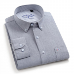 Sinwoyan Pure Cotton Oxford Solid pikkade varrukatega meeste vabaaja s&auml;rgid vaba aja hea kvaliteediga rinnataskuga 44