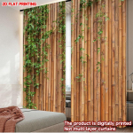 2 tk bambuse tekstuuriga kardinat 2D lame digitaaltr&uuml;kk  Naturaalne puidus&uuml;&uuml; rohelise lehemustriga elutoa magamistoa dekoreerimiseks 100*130 Grommet Top 1pcs