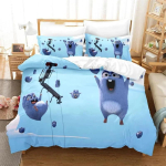 3D-tr&uuml;kiga Grizzy N Lemmings Voodipesu kollektsioonTekikott Tekk Voodi kollektsioon Tekikate Padjap&uuml;&uuml;rKuningas Kuninganna &Uuml;heinimese suurusega Poisid T&uuml;drukud 70x133cm 2pcs