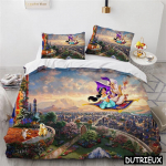 3D multikasfilm Aladdin Voodipesu kollektsioon Jasmine Disney printsess Tekikate kollektsioon 3 tk Tekikate ja padjap&uuml;&uuml;ri Kodu tekstiil Kingitus EU single(135x200cm)