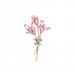 Women's enamel brooch, featuring pink lilies, suitable for weddings, parties, daily office wear, and as a gift.