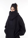 Unisex Trendikas k&otilde;rge kraega kapuutsiga jakk sametise voodriga sotsiaalse &auml;revuse jaoks 3XL must