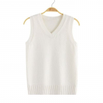 Naiste V-kaelusega kampsunvest Moodne &Otilde;huke &Uuml;hev&auml;rviline Vabaaja Pealmine Riie Silmkoeline Varrukateta Soe Pullover Preppy Stiil Lihtne Tanktop M valge