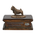 Norwich Terrier - urn for dog ashes, personalized urn with a statue, wooden urn with a dog by Art-Dog brand pruun