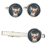 Chihuahua short-haired, Chihuahua smooth - cufflinks and tie with your photo, a suit decoration, men's jewelry from the Art-Dog brand. h&otilde;be