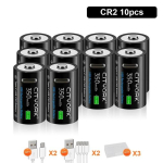 CITYORK 3.7V Liitium CR2 Laetav Aku Kaamera Kaugusm&otilde;&otilde;tja Ketaspiduri Lukk GPS Turvalisus Meditsiiniseadmed+Tasuta C-t&uuml;&uuml;pi Kaabel 10PCS must