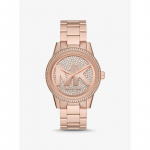 Michael Kors Suur Bryant Pav&eacute; Logoga Roosa Kulla Tooni K&auml;ekell MK6863 roosa kuldne v&auml;rv