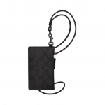 Coach Zip 8 Br&auml;ndi Logotr&uuml;kiga Kaetud L&otilde;uend ja Vasikanahast Kaardihoidja Meeste Kaardihoidja S&uuml;simust CAJ46-QBMI5 Carbon Black & Black