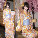 Jaapani Furisode Kimono: Naiste traditsiooniline pidulik riietus fotografeerimiseks One Size