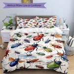 3 tk Putukate disainiga voodipesukomplekt, sisaldab 1 tekikotti ja 2 padjap&uuml;&uuml;ri, ilma t&auml;idiseta, pehme ja mugav kodu magamistoa kangas 135x200cm