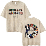 Pestud Vintage Michael Jacksoni Muusikaalbumi Kaanega Tr&uuml;kitud T-s&auml;rk Meestele Naistele Retro Gooti Rock T-s&auml;rgid Meeste &Uuml;le suurusega L&uuml;hikeste Varrukatega S beige