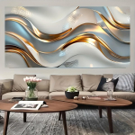 Kaasaegne abstraktne laine-metallmustriga raamita l&otilde;uendikunst, sobib kaasaegseks seinakaunistuseks elutubades ja magamistubades 50x100cm No Frame