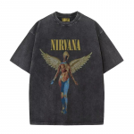 Nirvana Rockib&auml;nd Unisex Retro Puuvillane Pesemistega T-s&auml;rk In Utero Album Meeste Naiste &Uuml;le suurusega YK Kulumisefektiga T-s&auml;rk Vabaaja L&otilde;tv Streetwear M