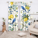 2 tk mitmev&auml;rviline sidruni mustika sinilinnu lilleline muster kardina varraste tasku disainiga magamistoa ja elutoa jaoks 24x59in(60x150CM)x2&Rod Pocket&2 panels