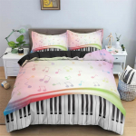 Muusika teemaline tekikott Mikrokiud Muusikalised s&uuml;mbolid Tekikate Viiuli klaveri muster Voodipesu komplekt &Uuml;heinimese King Size &Uuml;heinimese Queen Size 135x200cm