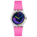 SWATCH Neooni seeria Kvartsliikumine 30 meetrit veekindel Unisex &Scaron;veitsi kell 34mm Lilla sihver Bioallika materjalist korpus Silikoonrihm SO28K111 lilla