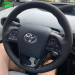 Auto roolikatte kunstnahast punutis Toyota Prius IV Prime Mirai 2015-2024 jaoks Roolikate Auto siseosa black thread