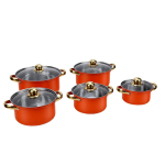 Pottide komplekt 16cm 18cm 20cm 22cm 24cm &Uuml;htlane kuumenemine Roostevabast terasest keedupotid klauskaantega k&ouml;&ouml;gis k&uuml;psetamiseks oranž