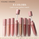 YOUNG VISION 8 tk Sametine Matt Vedel Huulepulkade Komplekt, Veekindel Laiguvaba Kauap&uuml;siv Huulel&auml;ige, 8 V&auml;rvi Nude Punane Sametine Huulev&auml;rv Meik 8pcs