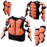 Laste kaitseriiete komplekt t&otilde;ukeratta, ratta, mootorratta s&otilde;itmiseks Rinnakaitse, seljakaitse, p&otilde;lvekaitsmed, k&uuml;&uuml;narnukikaitsmed Coral Red 5-Piece Set orange