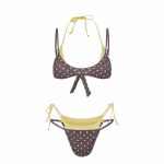 Moodne t&auml;piline halter-bikiinikomplekt S&uuml;gava V-kaelusega Madala v&ouml;&ouml;kohaga Naiste ujumisriided Patchwork Paeladega Naiste ujumistrikood Rannik M gray