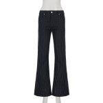 2000ndate riided Y2k Madala v&ouml;&ouml;kohaga Bootcut teksap&uuml;ksid Naiste vabaaja must triibulised teksap&uuml;ksid Streetwear Laienevad p&uuml;ksid S must