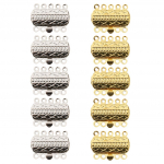 10 Brass 5 strand Push Clasps Silver Gold Connectors Jewelry Making Findings