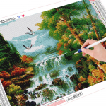 HUACAN 5D Teemanttikandid Looduslikud maastikud Teemantmaal Maastiku Ristpistega Teemantmaaling J&otilde;ulukingitus Full Square 20*30 cm